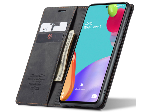CaseMe Slim Synthetic Leather Wallet Case with Stand for Samsung Galaxy A32 5G - Charcoal