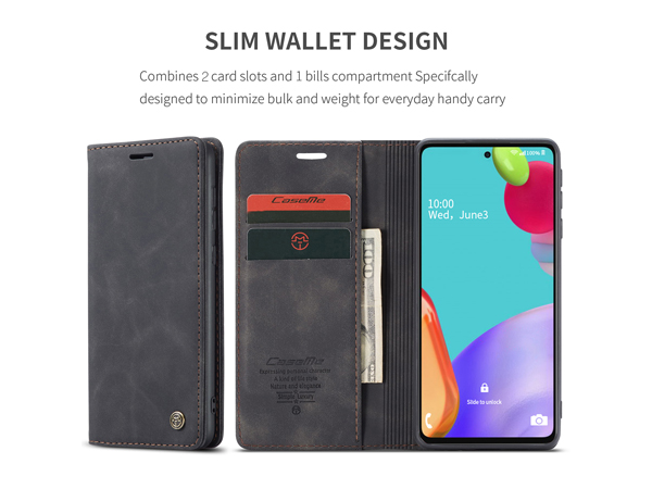 CaseMe Slim Synthetic Leather Wallet Case with Stand for Samsung Galaxy A32 5G - Charcoal