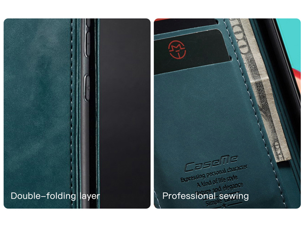 CaseMe Slim Synthetic Leather Wallet Case with Stand for Samsung Galaxy A32 5G - Teal