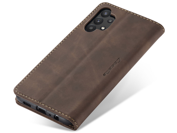 CaseMe Slim Synthetic Leather Wallet Case with Stand for Samsung Galaxy A32 5G - Chocolate