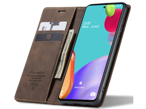 CaseMe Slim Synthetic Leather Wallet Case with Stand for Samsung Galaxy A32 5G - Chocolate