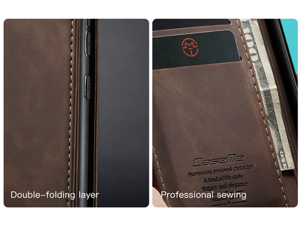 CaseMe Slim Synthetic Leather Wallet Case with Stand for Samsung Galaxy A32 5G - Chocolate