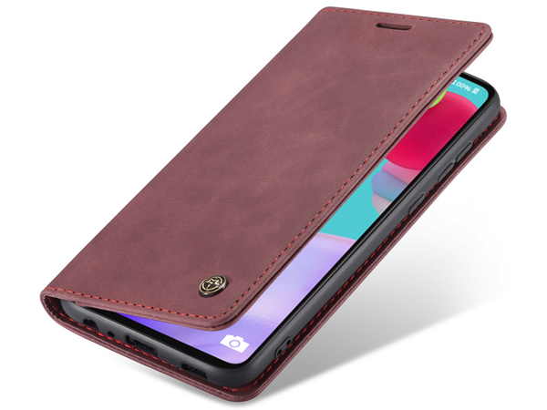 CaseMe Slim Synthetic Leather Wallet Case with Stand for Samsung Galaxy A32 5G - Burgundy Leather Wallet Case