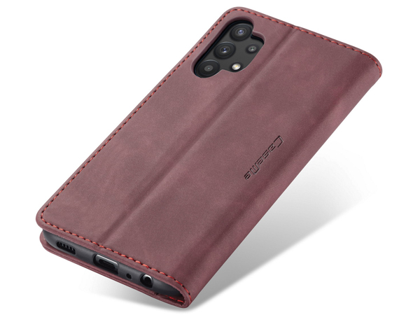 CaseMe Slim Synthetic Leather Wallet Case with Stand for Samsung Galaxy A32 5G - Burgundy