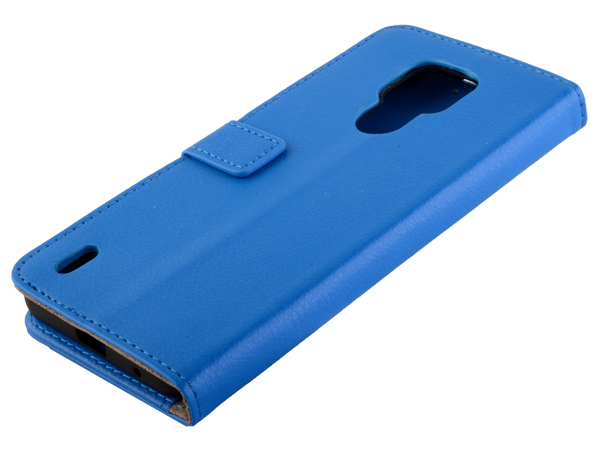 Synthetic Leather Wallet Case with Stand for Motorola Moto E7 - Blue Leather Wallet Case
