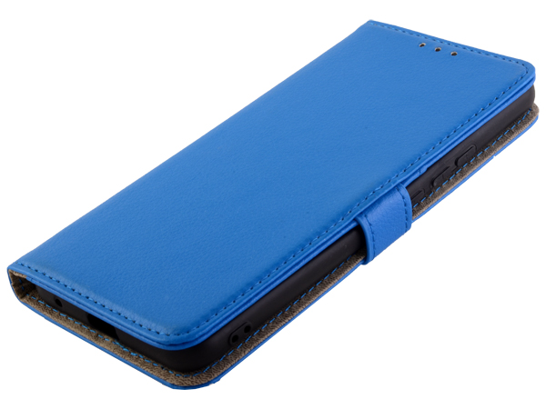 Synthetic Leather Wallet Case with Stand for Motorola Moto E7 - Blue