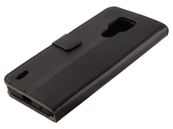 Synthetic Leather Wallet Case with Stand for Motorola Moto E7 - Black Leather Wallet Case