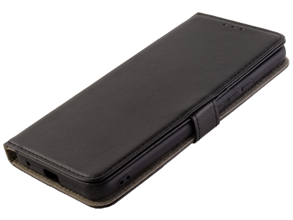 Synthetic Leather Wallet Case with Stand for Motorola Moto E7 - Black