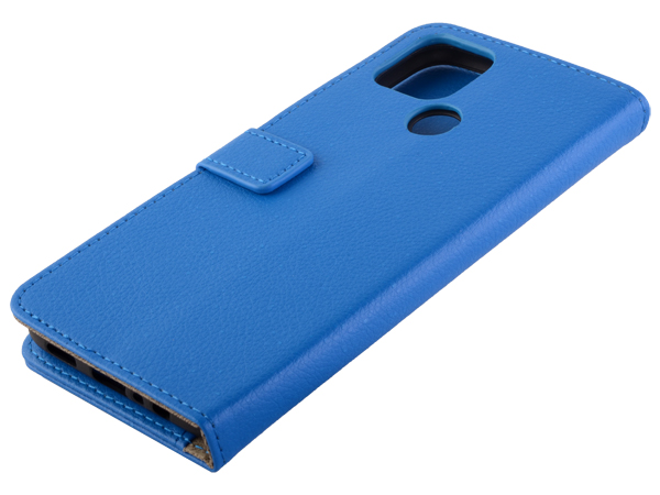Synthetic Leather Wallet Case with Stand for OPPO A15 - Blue Leather Wallet Case