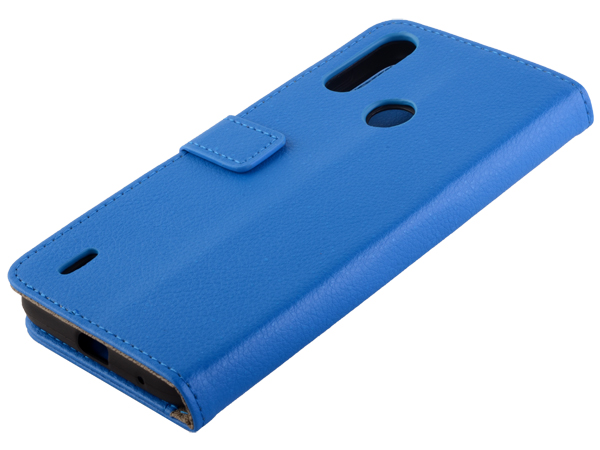 Synthetic Leather Wallet Case with Stand for Motorola Moto E7 Power - Blue Leather Wallet Case