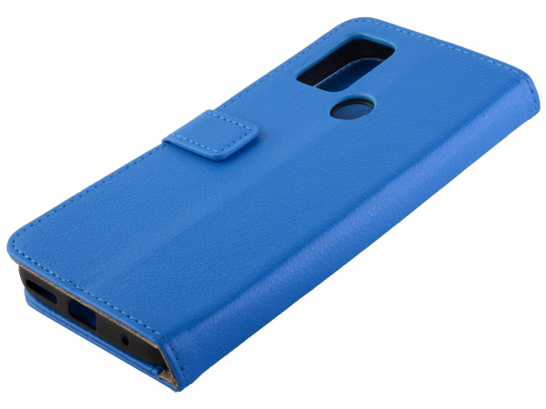 Synthetic Leather Wallet Case with Stand for Motorola Moto G30 - Blue Leather Wallet Case