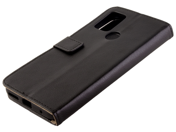 Synthetic Leather Wallet Case with Stand for Motorola Moto G30 - Black Leather Wallet Case