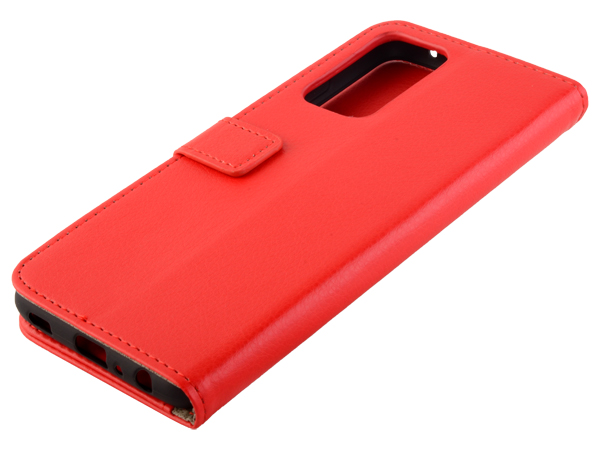 Synthetic Leather Wallet Case with Stand for Samsung Galaxy A52s/A52 - Red