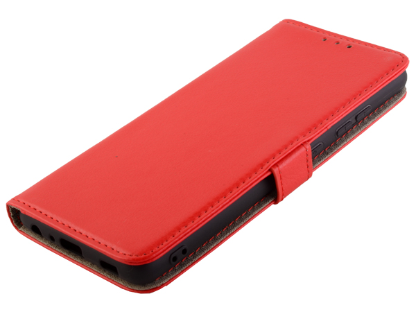 Synthetic Leather Wallet Case with Stand for Samsung Galaxy A52s/A52 - Red