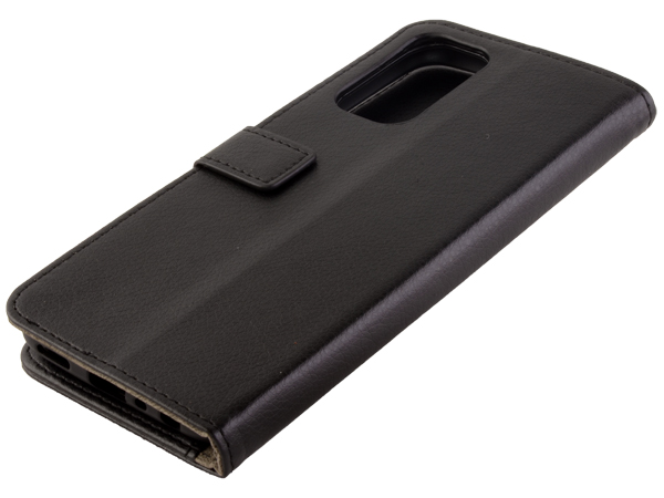 Synthetic Leather Wallet Case with Stand for OPPO A54 5G - Black Leather Wallet Case