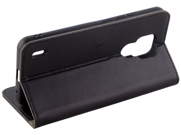 Synthetic Leather Wallet Case with Stand for Motorola Moto E7 - Black