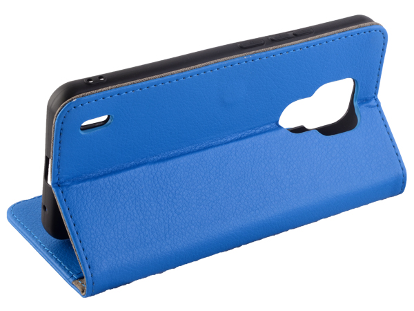 Synthetic Leather Wallet Case with Stand for Motorola Moto E7 - Blue