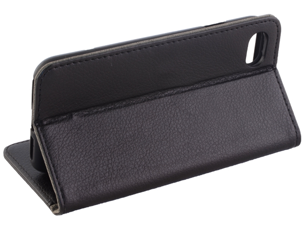 Synthetic Leather Wallet Case with Stand for iPhone 8/7 - Black