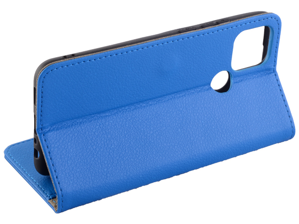 Synthetic Leather Wallet Case with Stand for OPPO A15 - Blue