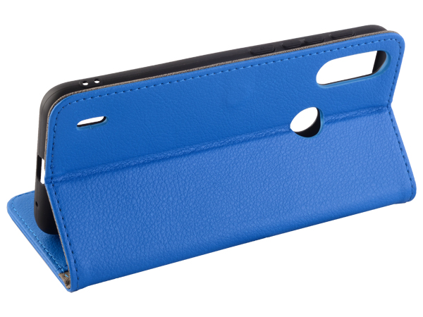 Synthetic Leather Wallet Case with Stand for Motorola Moto E7 Power - Blue
