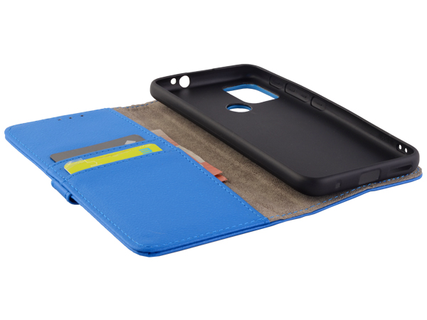Synthetic Leather Wallet Case with Stand for Motorola Moto G30 - Blue