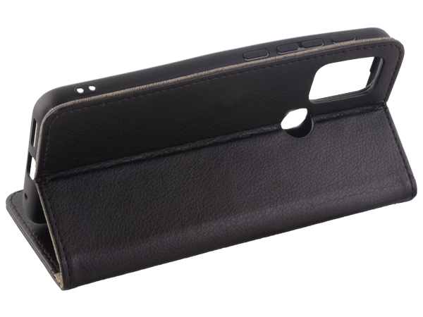 Synthetic Leather Wallet Case with Stand for Motorola Moto G10 - Black