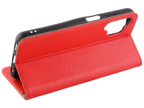 Synthetic Leather Wallet Case with Stand for Samsung Galaxy A32 5G - Red