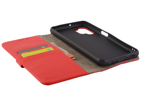 Synthetic Leather Wallet Case with Stand for Samsung Galaxy A32 5G - Red