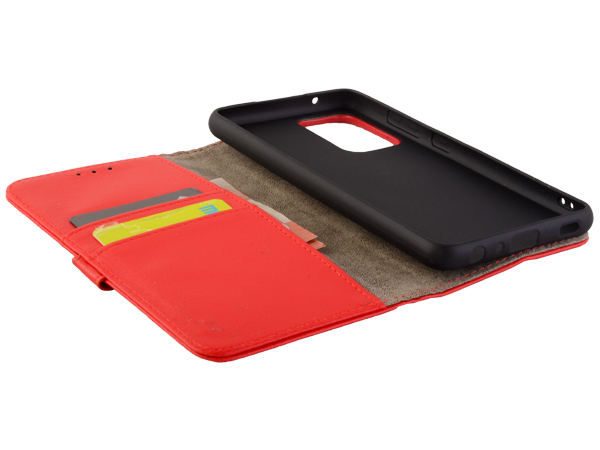 Synthetic Leather Wallet Case with Stand for Samsung Galaxy A52s/A52 - Red