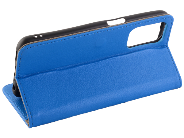 Synthetic Leather Wallet Case with Stand for OPPO A74 5G - Blue