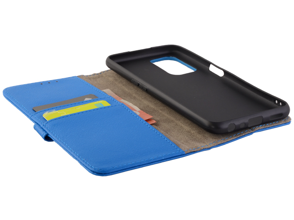 Synthetic Leather Wallet Case with Stand for OPPO A74 5G - Blue