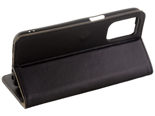 Synthetic Leather Wallet Case with Stand for OPPO A54 5G - Black