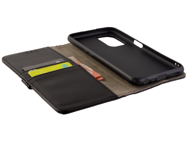 Synthetic Leather Wallet Case with Stand for OPPO A54 5G - Black