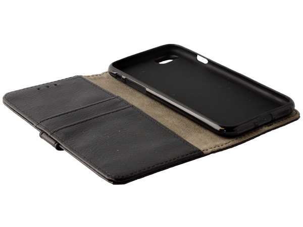 Synthetic Leather Wallet Case with Stand for iPhone SE (2020) - Black