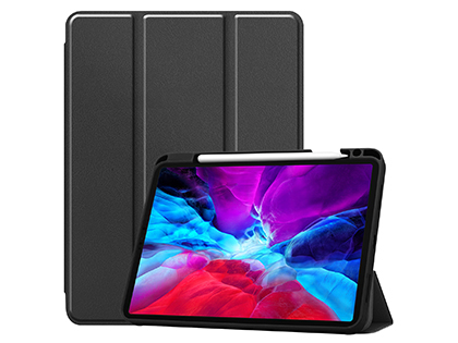 Premium Slim Synthetic Leather Flip Case with Stand for iPad Pro 11 3rd Gen (2021) - Black Leather Flip Case