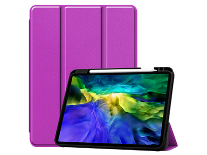 Premium Slim Synthetic Leather Flip Case with Stand for iPad Pro 11 3rd Gen (2021) - Purple Leather Flip Case