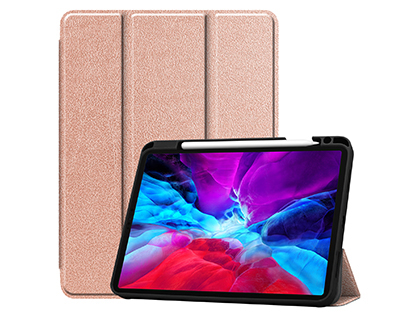 Premium Slim Synthetic Leather Flip Case with Stand for iPad Pro 11 3rd Gen (2021) - Rose Gold Leather Flip Case