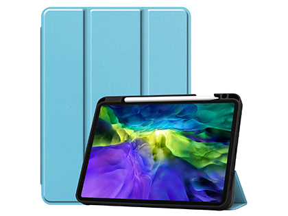 Premium Slim Synthetic Leather Flip Case with Stand for iPad Pro 11 3rd Gen (2021) - Blue Leather Flip Case
