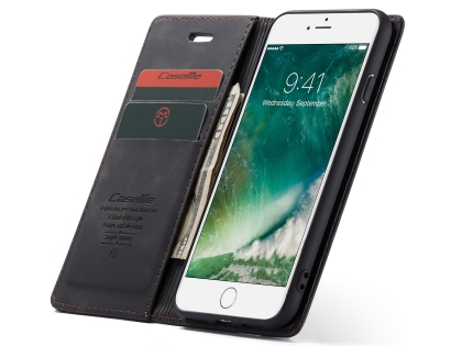 CaseMe Slim Synthetic Leather Wallet Case with Stand for iPhone 6s/6 - Charcoal