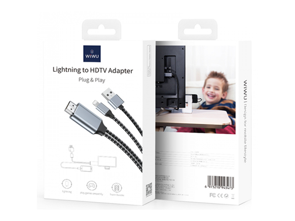 WiWU Lightning & USB-A to HDMI Adapter - Black