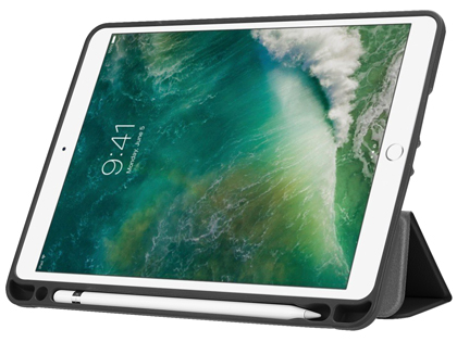 Premium Slim Synthetic Leather Flip Case with Pen holder for iPad Air2/Air - Black