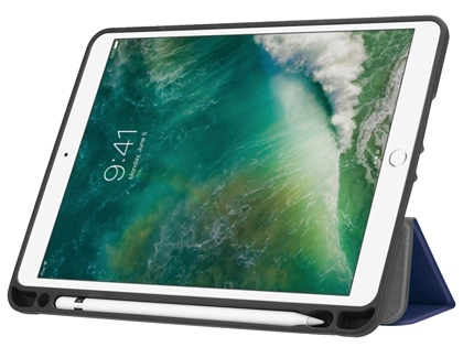 Premium Slim Synthetic Leather Flip Case with Pen holder for iPad Air2/Air - Navy Blue