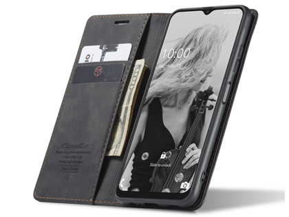 CaseMe Slim Synthetic Leather Wallet Case with Stand for Samsung Galaxy A22 5G - Charcoal