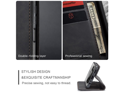 CaseMe Slim Synthetic Leather Wallet Case with Stand for Samsung Galaxy A22 5G - Charcoal