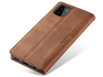 CaseMe Slim Synthetic Leather Wallet Case with Stand for Samsung Galaxy A22 5G - Tan