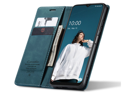 CaseMe Slim Synthetic Leather Wallet Case with Stand for Samsung Galaxy A22 5G - Teal
