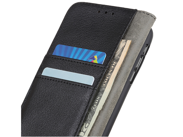 Synthetic Leather Wallet Case with Stand for iPhone SE 2 / SE 3 - Black
