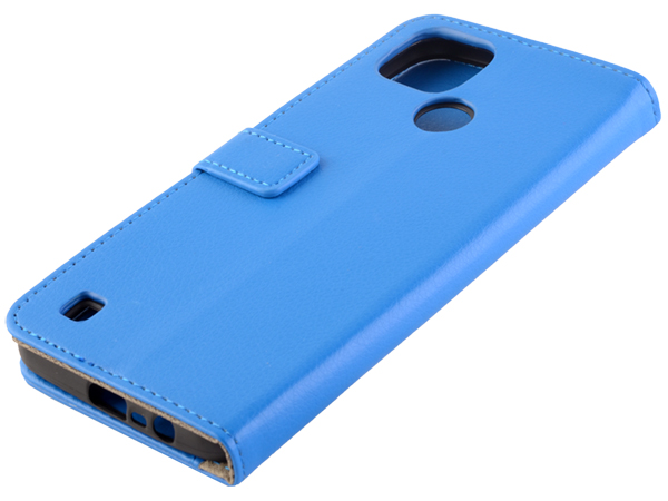 Synthetic Leather Wallet Case with Stand for Realme C21 - Blue Leather Wallet Case