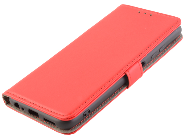 Synthetic Leather Wallet Case with Stand for Samsung Galaxy A22 5G - Red