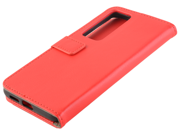 Synthetic Leather Wallet Case with Stand for vivo X60 Pro - Red Leather Wallet Case
